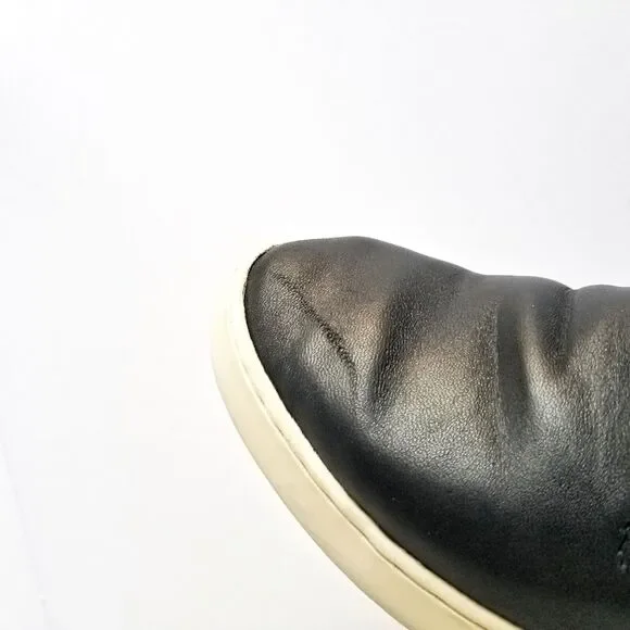 BIRDIES The Swift Black Leather Slip On Sneakers Sz 6.5 Flat White Soles - Picture 14 of 15